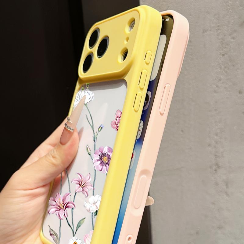 Colorful Flowers Pattern Case For iPhone 17 Pro Max For iPhone 16 15 14 13 Pro Max Luxury Hybrid TPU+PC Clear Back Hard Cover