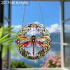 Acrylic Colorful Dragonfly Floral Suncatcher, Stained Glass Effect Window Hanging Ornament for Nature Lover Gifts