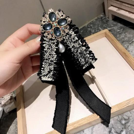 Bow Tie Small Incense Inlaid Diamond Pearl Accessories Shirt Collar Pin Brooch Collar Pin Large Bow Lace Female