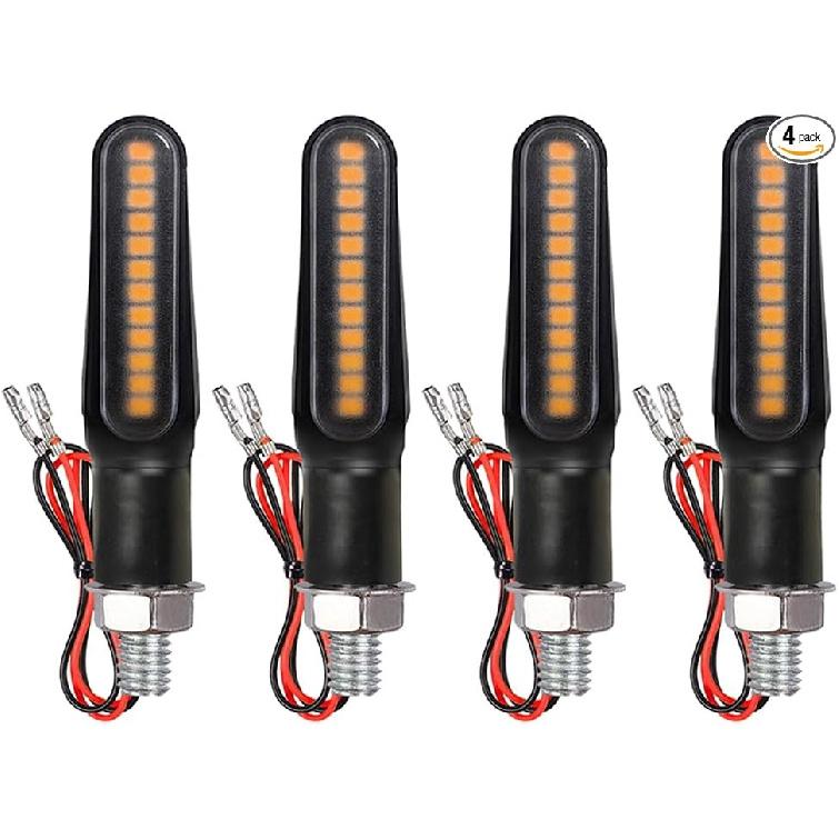 Motorcycle Blinkers Indicator Sequential Turn Signal Amber LED Lamp (Pack of 4)