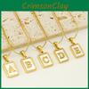 High-quality Stainless Steel Snake Chain Alphabet Necklace 26 Letters European And American Style 18k Gold Square Shell Pendant Characters)