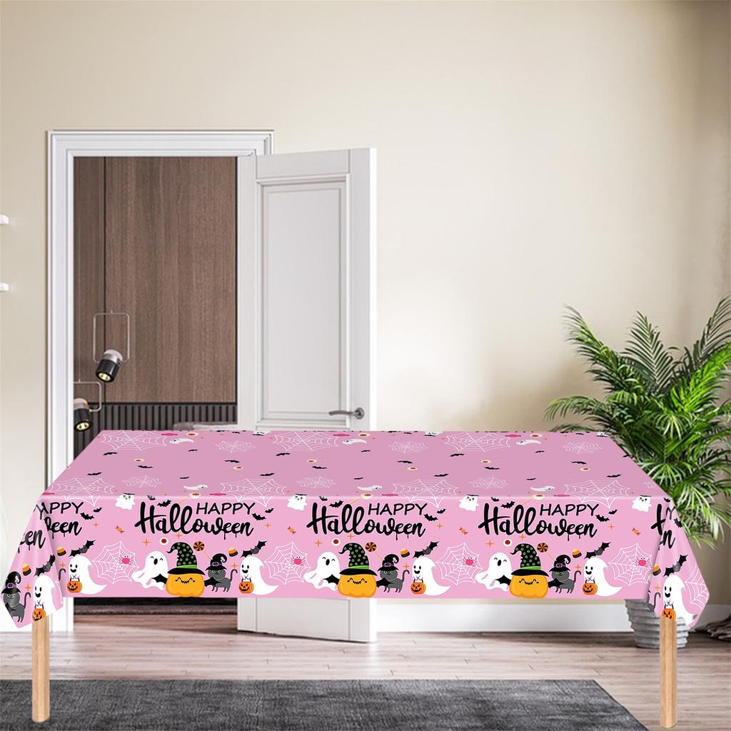 Spooky Halloween Party Supplies Disposable Plastic Tablecloths Decorations with Pumpkin Ghost and Cat Designs for Festive