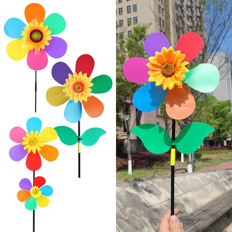1PC Sunflower Windmill Garden Yard Colourful Children Outdoor Spinner Foldable Windmill Carry Camping Picnic Home Garden Decor