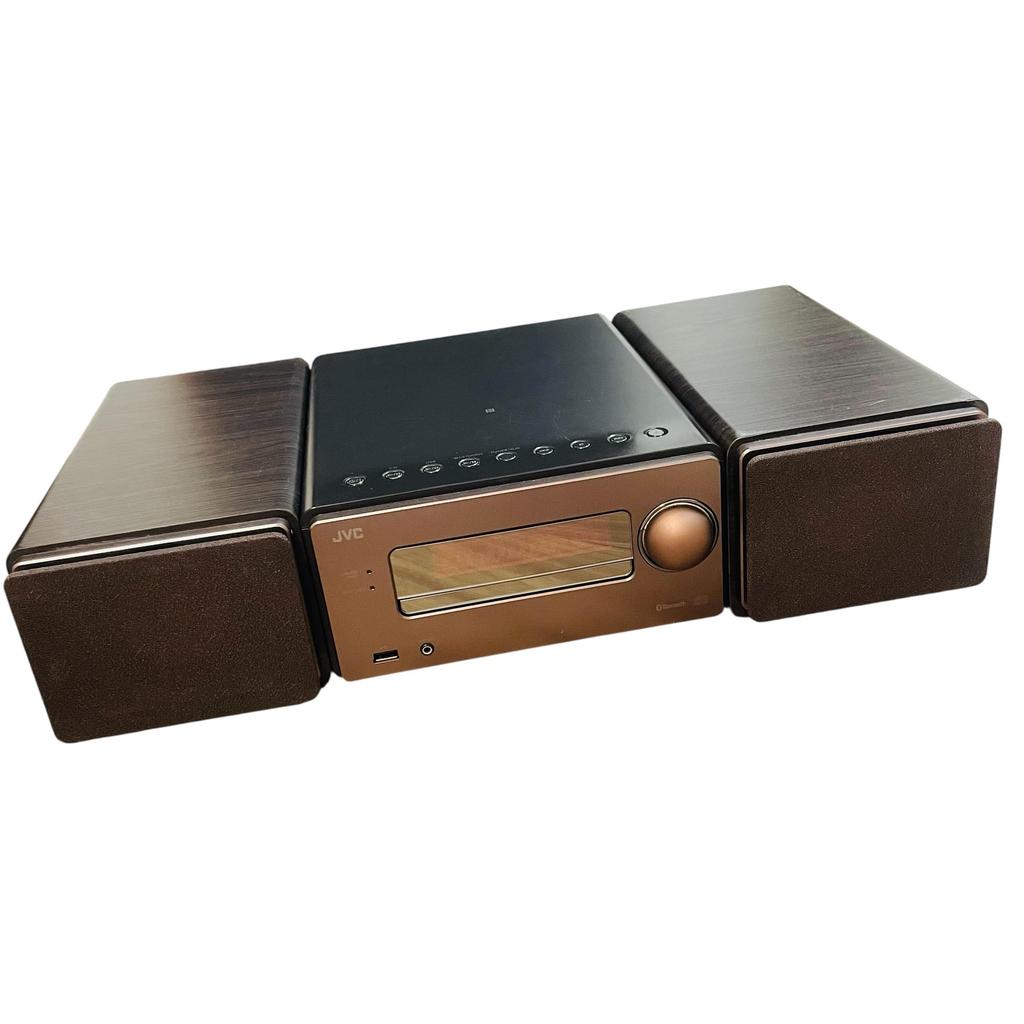 JVC EX-S55-T Wood Cone Compact Audio System with Bluetooth and USB Recording, Brown