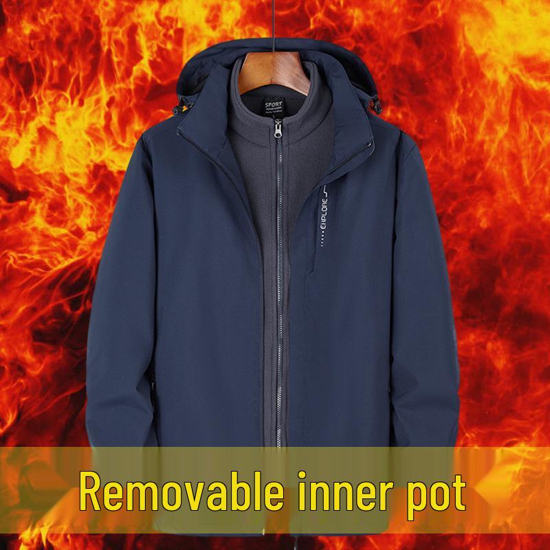 Women's Three-in-One Ski Jacket: Detachable Fleece Lined, Windproof, Waterproof, and Warm for Autumn and Winter.