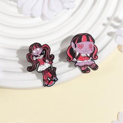 Dark Horror Doll Enamel Pins Custom Magic Girl Brooches Lapel Badges Clothes Gothic Jewelry Gift for Kids Friends