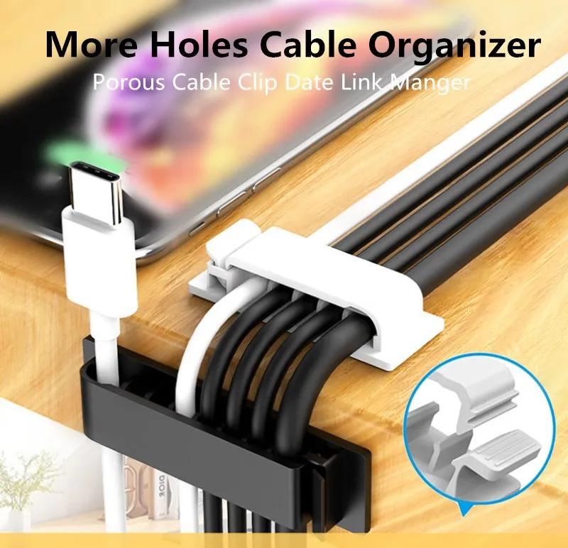 Xiaomi Multipurpose Holes Cable Organizer Clips Wire Winder Cord Management USB Charger Holder For Mouse Keyboard Car Protector Manager