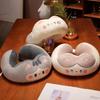 1pcs Hugging Cat Series U-shaped Neck Pillow Crystal Velvet Office Student Rest Pillows Cartoon Pattern PP Cotton Neck Pillow