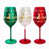 Christmas Reindeer Engraved Wine Glass, 530ml Electroplated Colored Glass Goblet for Home Decoration