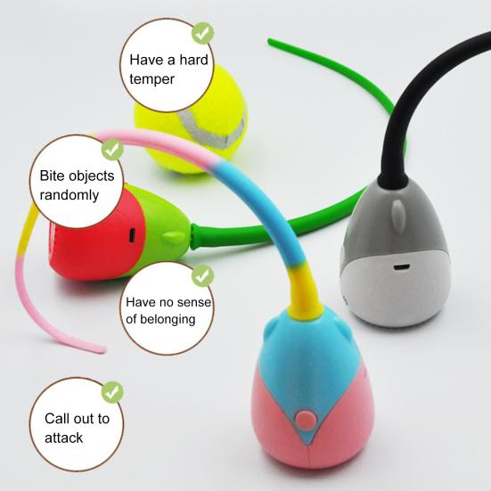 Automatic Silicone Tail Teaser Toy Electronic Interactive Cat Wand Toy Rechargeable Kitten Exercise Toy for Indoor Cats