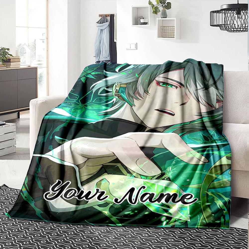Customizable Genshin Impact7 Throw Blanket – Personalized Name, All-Season Cozy Snug Blanket, Machine Washable, Personalized Blanket