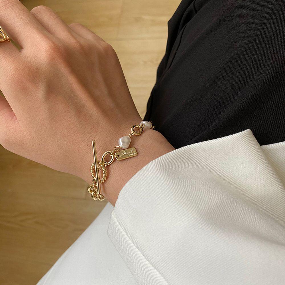 

Элегантные для девочек OT пряжка цепь ручная бижутерия корейские браслеты женские браслеты жемчужные браслеты