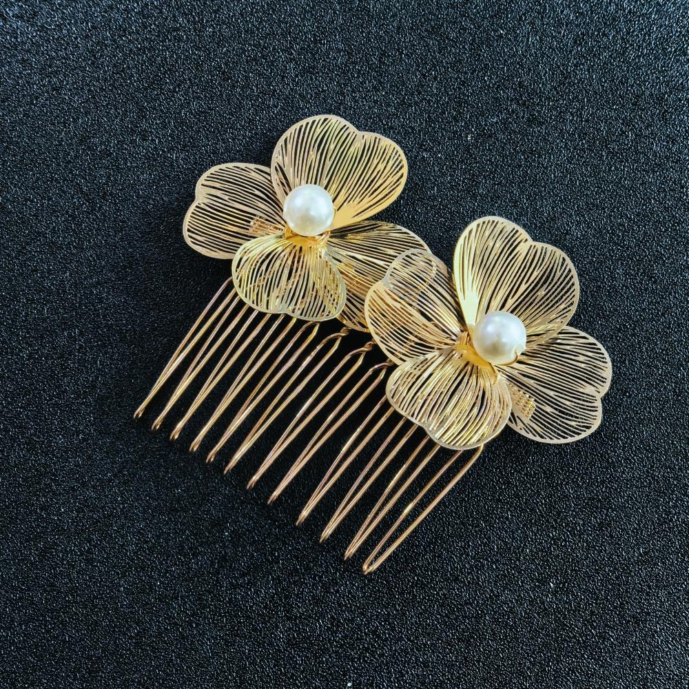 Metal Handmade Flower Hair Comb Pins Wedding Bridal Styling Hair Clip Pins Fashion Insert Hairpins Hair Accessories Gifts
