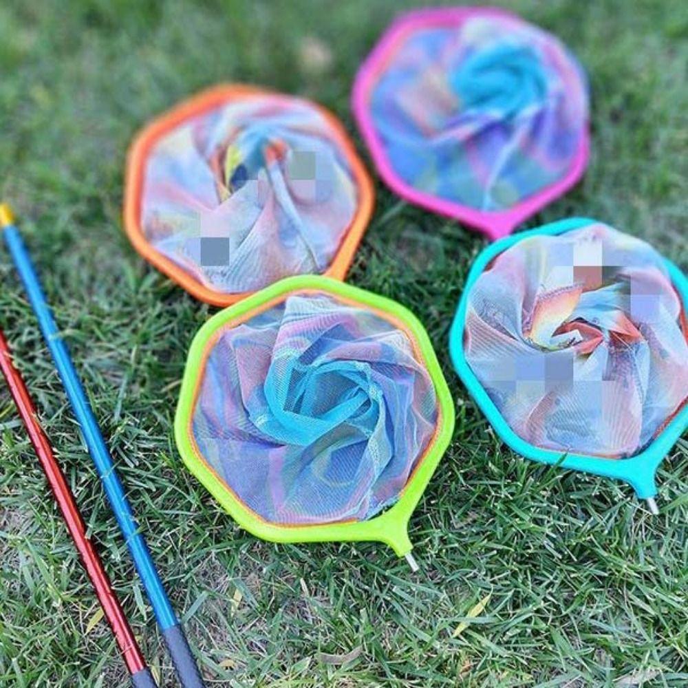 Retractable Design Pocket Fish Dip Net Non-Slip Handle Butterfly Nets Outdoor Swimming