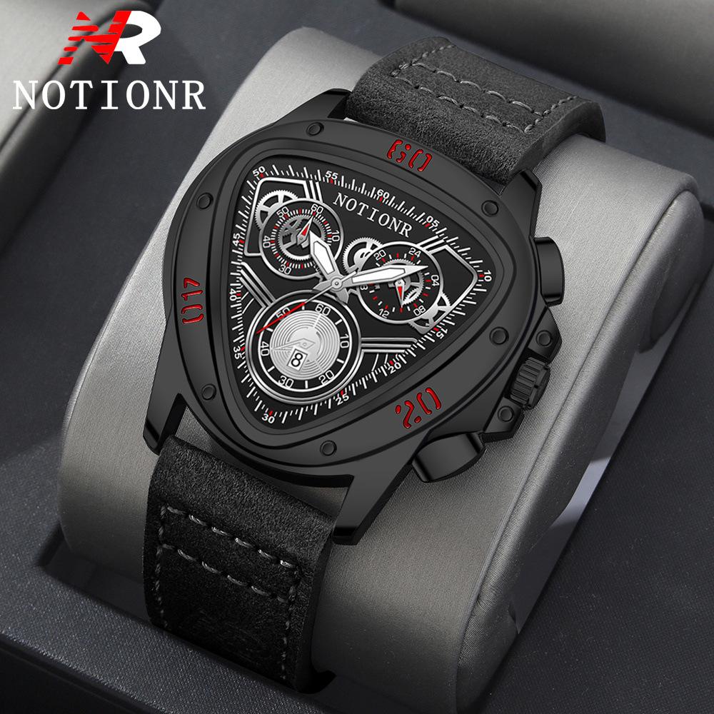 Notionr Men'S Watch Casual Men'S Blue Dial Date Display Quartz Watch Gift Box Packaging