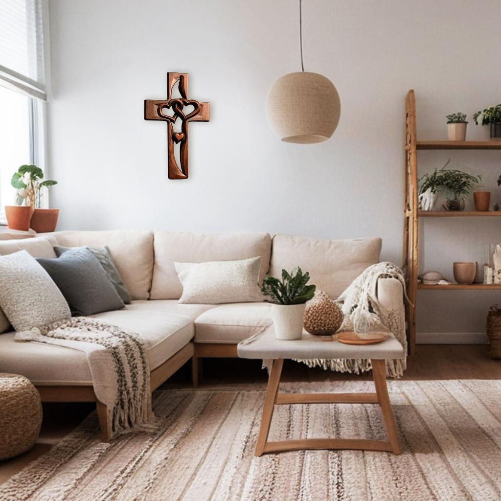 Drewniana Rzeźbiona Figurka Krzyża Przeplatane Serca Krzyż Ścienny Stołowy Dekoracje Domowe Stojący Krzyż Kościelny Prezent Religijny