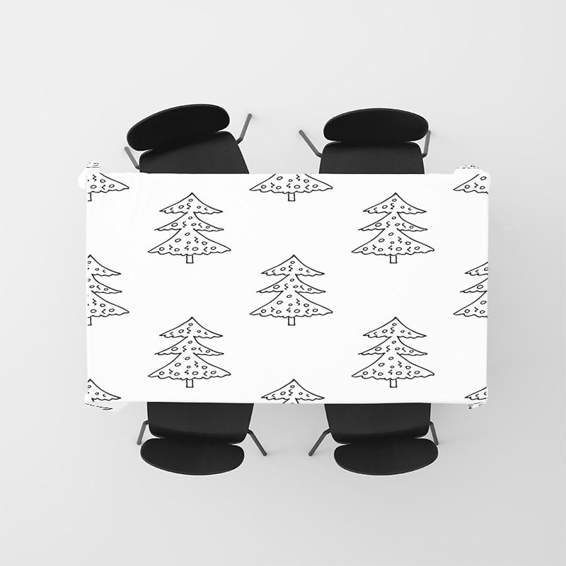 Moderner nordischer Weihnachtsbaumdruck Tischdecke Heimdeko Quadratisch Weiß Polyester Esszimmer Dekorative Decke 160X240Cm Neues Jahr