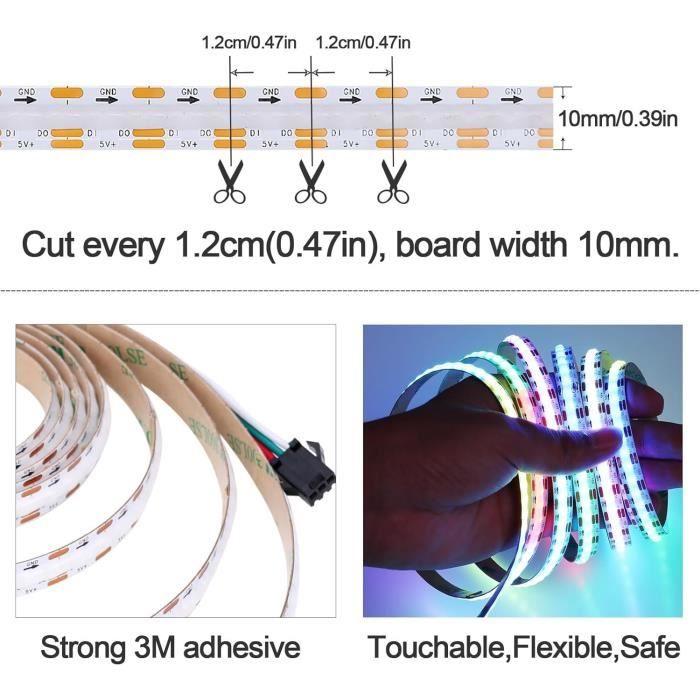 Goming dc 5v ws2812b cob ruban led 2m 320 pixel alimenté par usb avec contrôleurs individuellement adressable rgb couleur rêve le