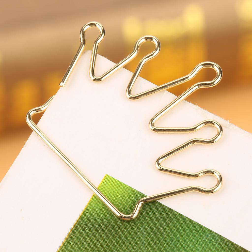 10pcs Crown Shape Paper Clips Bookmark Marking Document Organizing Clip Stationery Supplies