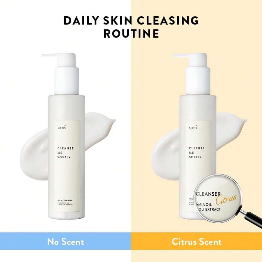 Sioris Молочко для умывания Cleanse Me Softly, Цитрусовый аромат 200 мл, Веганский, Ежедневное мягкое средство для умывания, Натуральная цитрусовая вода 62,6%, Масло семян макадамии