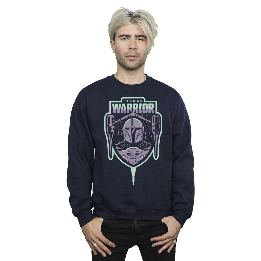 Star Wars Mens The Mandalorian Fierce Warrior Patch Sweatshirt