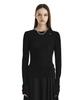 Teulimingbeodeu Sheer Rib One-Neck T-Shirt [ Black ]