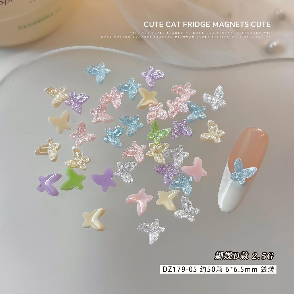New Sparkling Butterfly Nail Accessories Mixed With Dopamine Camellia Pearl Petals DIY