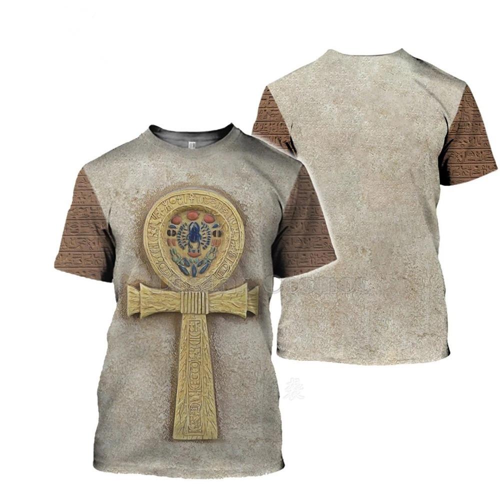 Men's Egyptian Totem 3D Printed T Shirt Summer Funny Retro Mystery Ancient Horus Harajuku Short Sleeve Streetwear