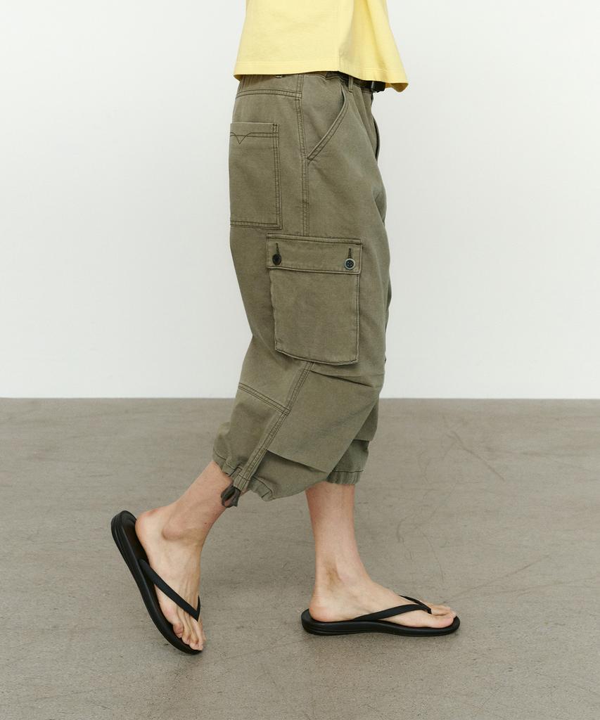 Jou Vintage Military Capri Cargo Pants (Washed Khaki)