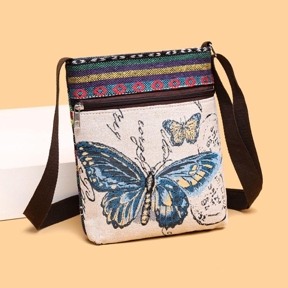 Butterfly Cute Elephant Cloth Bag Embroidery Animal Shoulder Bag  Grocery Handbags