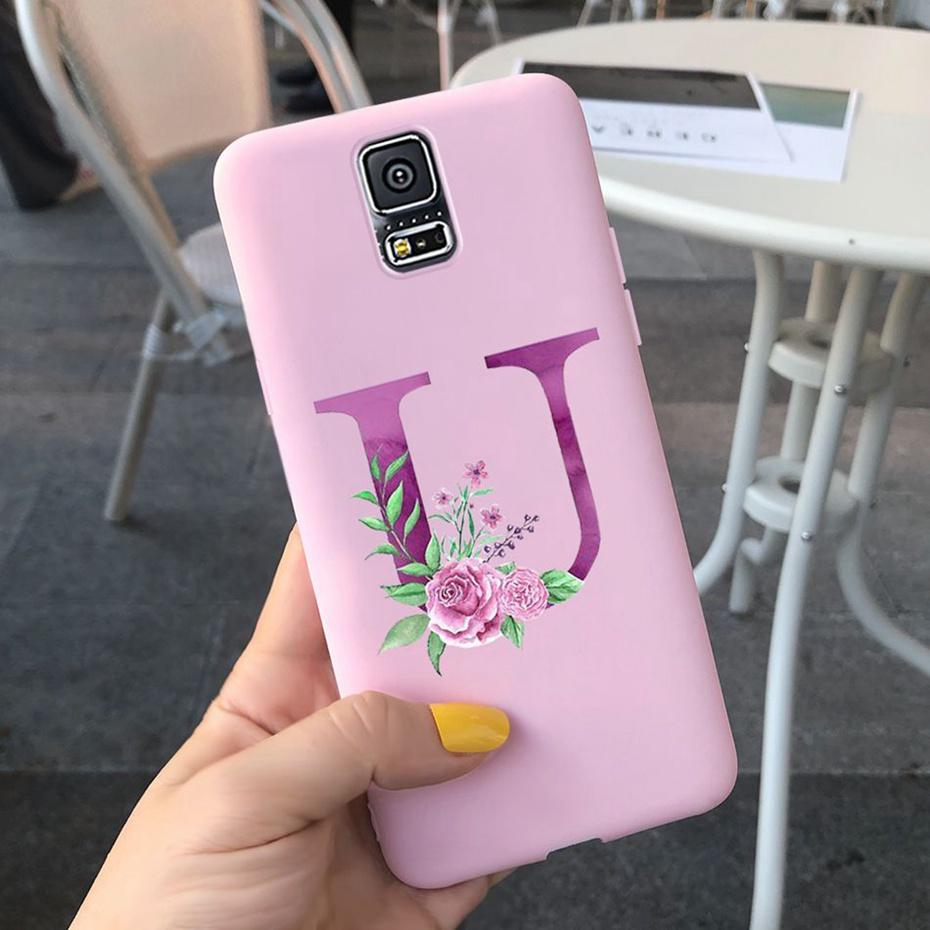 For Samsung Galaxy S5 I9600 Phone Case Flower Initial Alphabet Case For Samsung S5 Neo S 5 G900 G903F SM-G900F Soft Silicon Case