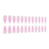 24PCS Ins Style Long Stiletto Wearable Press On Nails Sweet Pink Blush Gradient with Star Patterns Fake Nails Simple Design Nail