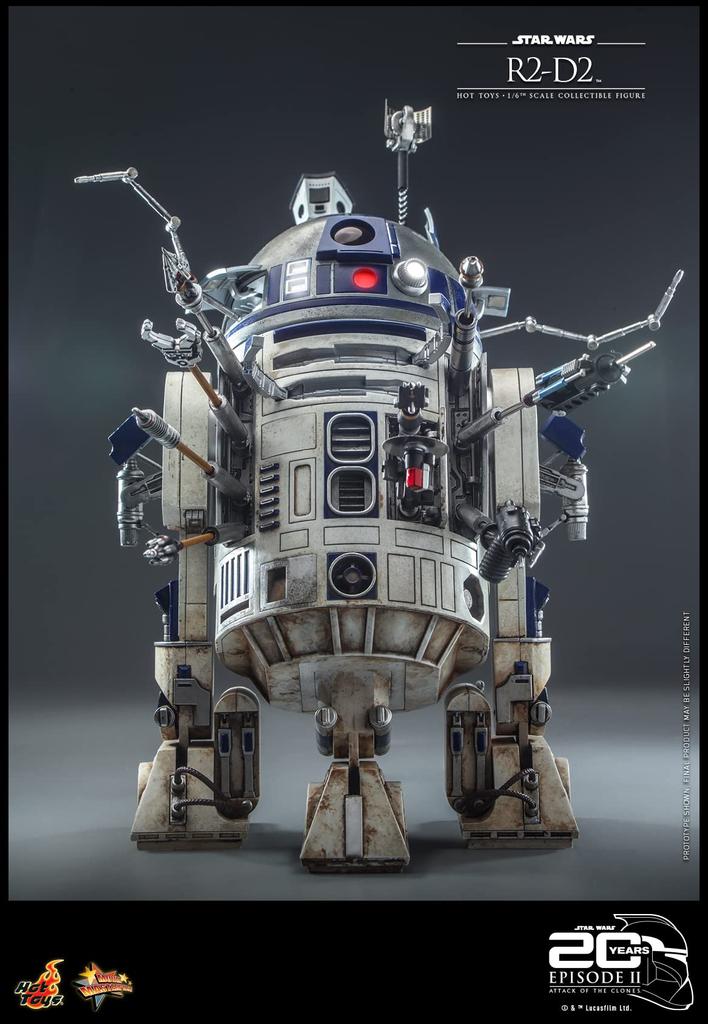 Hot Toys Movie Masterpiece Star Wars Episod Attack of the Clones Skala Ungefär 18 cm MMS651 II R2-D2 1/6 Figur, Vit, Lång,