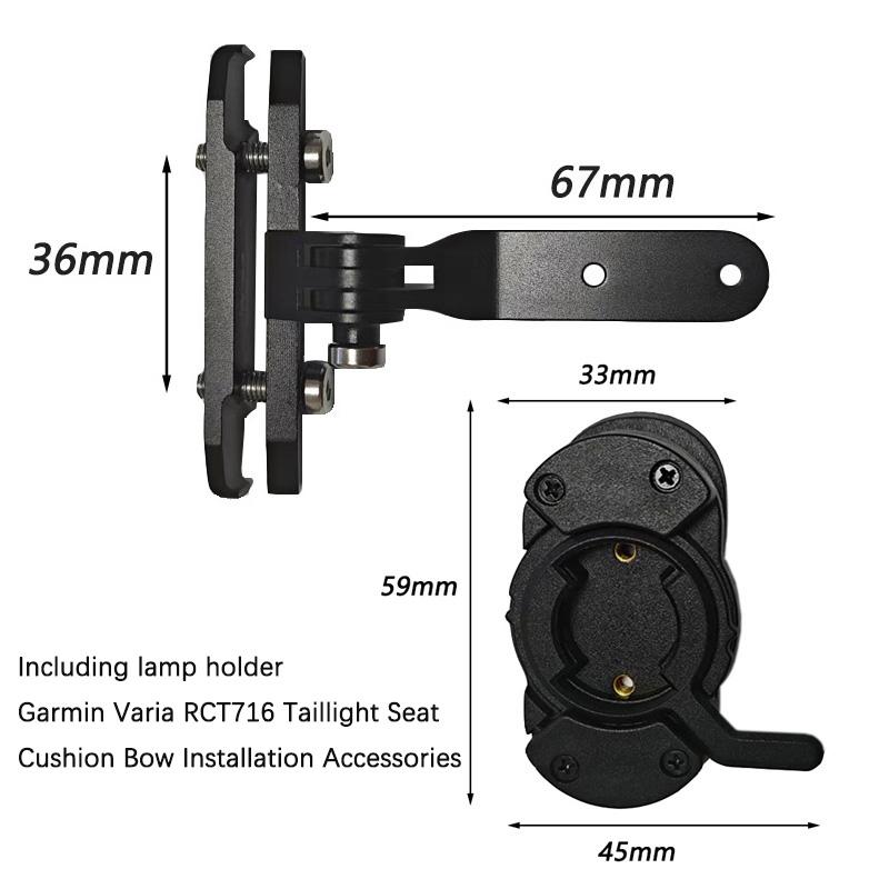 For Garmin Varia RCT715 tail light cushion radar Gopro adapter seat cushion Aluminum alloy bicycle lamp bracket a set