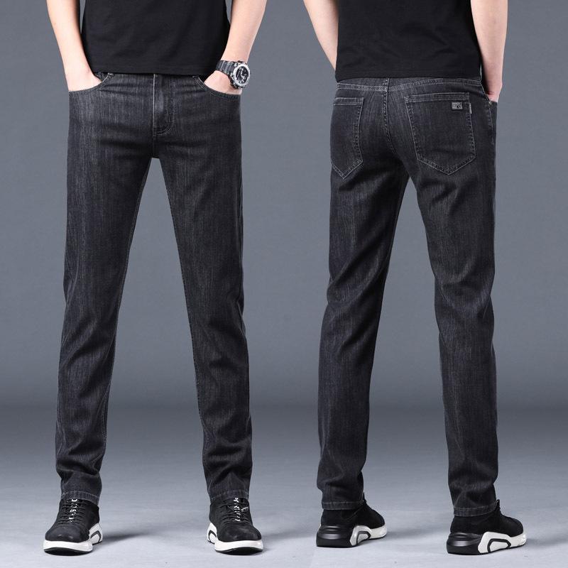 Autumn And Winter Thick Jeans Men'S Slim Fit Small Straight Leg New Men'S Pants Business Casual Men'S Long Pants Trendy Brand