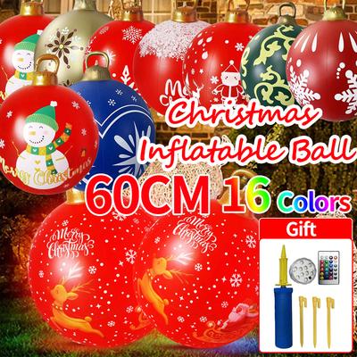 60cm vánoční stromeček závěsný ornament PVC záře Venkovní hračka míč Domácí zahrada Vánoční nafukovací míč Novoroční párty dekorace