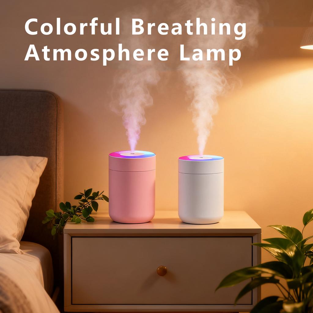 USB Air Humidifier Personal Air Moisturizer for Home Office Car Powerful Mist LED Mood Light Quietest Air Humidification