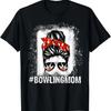 Bowling Mom Messy Bun Bleached Mother's Day Gift T-Shirt