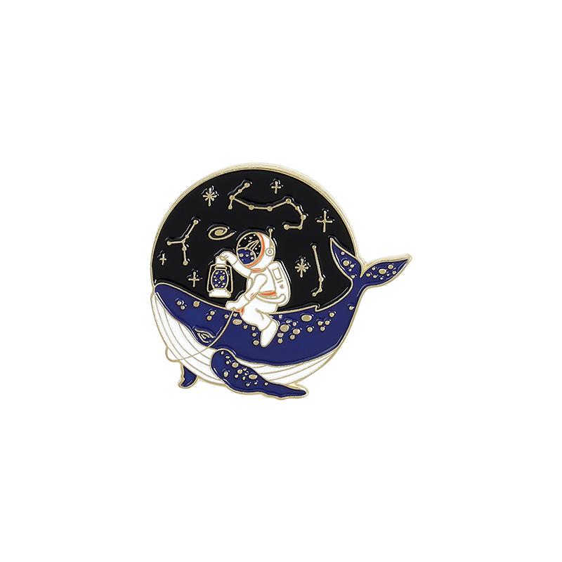 Whale Astronaut Drifting Bottle Metal Design Badges Brooch Enamel Pins Label Bag Backpack Jewelry Boy Girl Gift