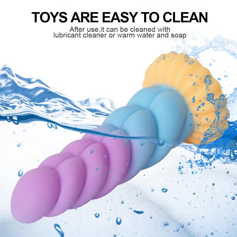 Bunter weicher Dildo mit starken Saugnäpfen, weicher realistischer Anfängergebrauch, Analplug, weibliches Sexspielzeug