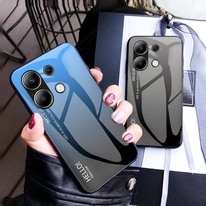 For Xiaomi Redmi Note 13 4G Shockproof Tempered Glass Case Anti-Scratch Cell Phone Cover