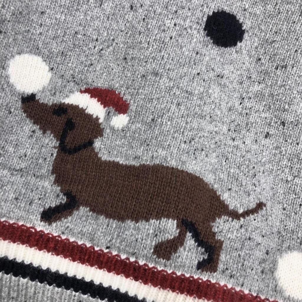 Damen Strick Weihnachtspullover mit Welpen - Sesam Punkt, Rundhals, Lässig Allround für Herbst/Winter