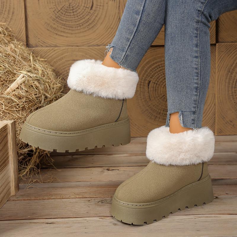 Short-sleeved Warm Snow Boots for Women, Large-sized Short Plush Thick-soled Women's Boots, Cotton Shoes
