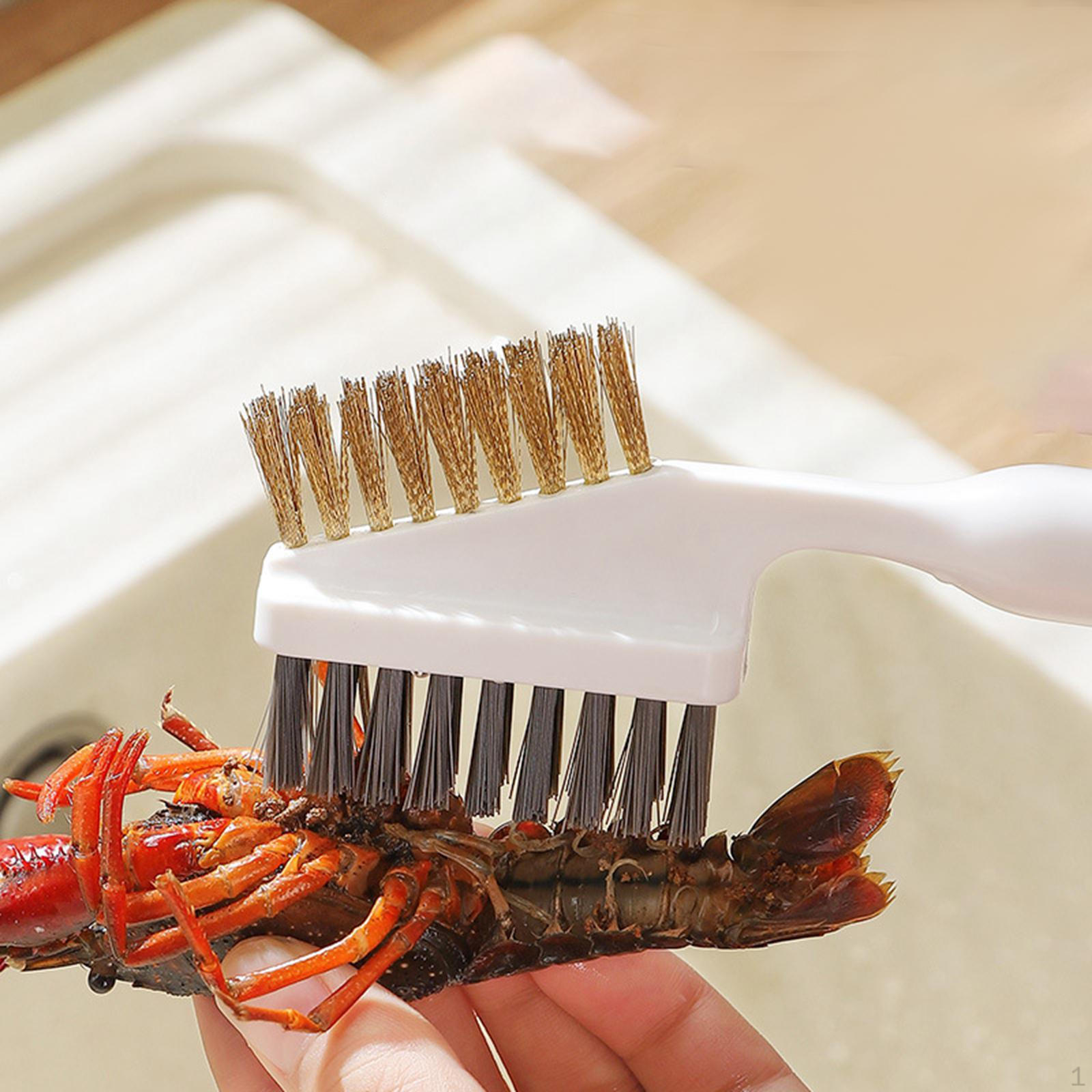 

Scrubbing Brush Kitchen Tool White with Shrimp Head Shovels Double Design Accessory