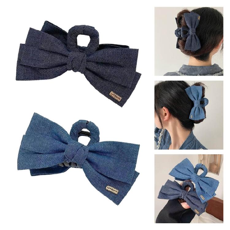 Eye Catching Hair Bows Clip Soft Jeans Fabric Hairpin Fashion Barrettes Hair Ornament For Girls Adults Hairstyling