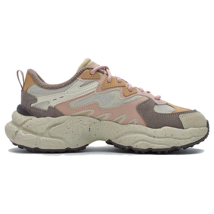 Fila Ferna Series Fern Grass Shoes Versatile Trendy Fleece Low-Top Casual Shoes Women Sneaker Yellow Brown Pink F12W341123FCM