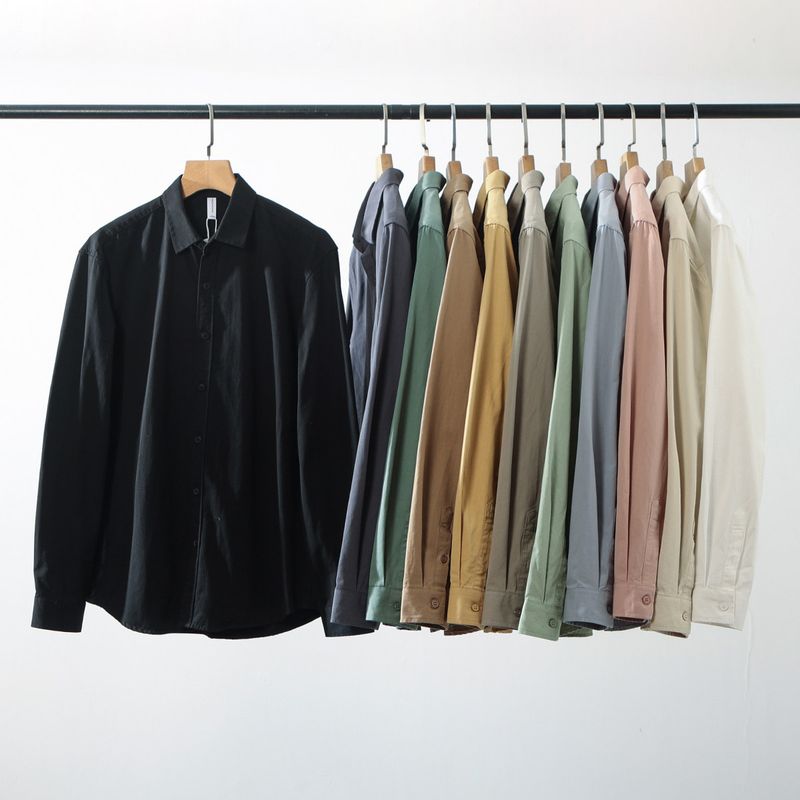 Heavyweight Twill Cotton Washed Comfortable Breathable Loose Casual Turn-Down Collar Long-Sleeve Shirt Men's Spring and Autumn Solid Color Shirt