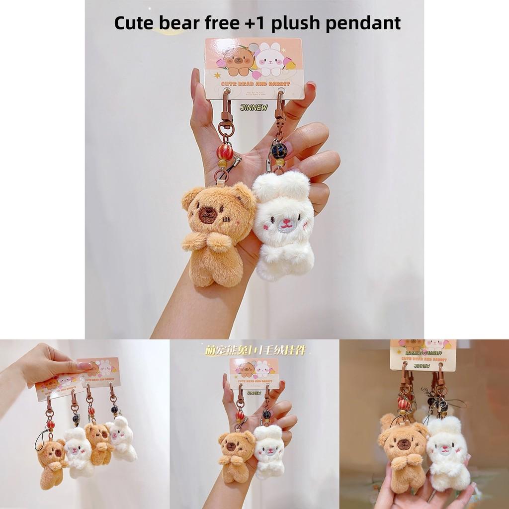 Rabbit Bear Plush Animal Keychain Set With Soft Fur For Kids And Collectors
