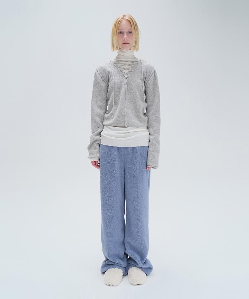 Daiaegeuneol V Neck Lace Up Knit (Grey)