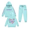 Kids' Long Sleeve Loose Pullover Letter Print Drawstring Hooded Sweatshirt Sweatpants Set